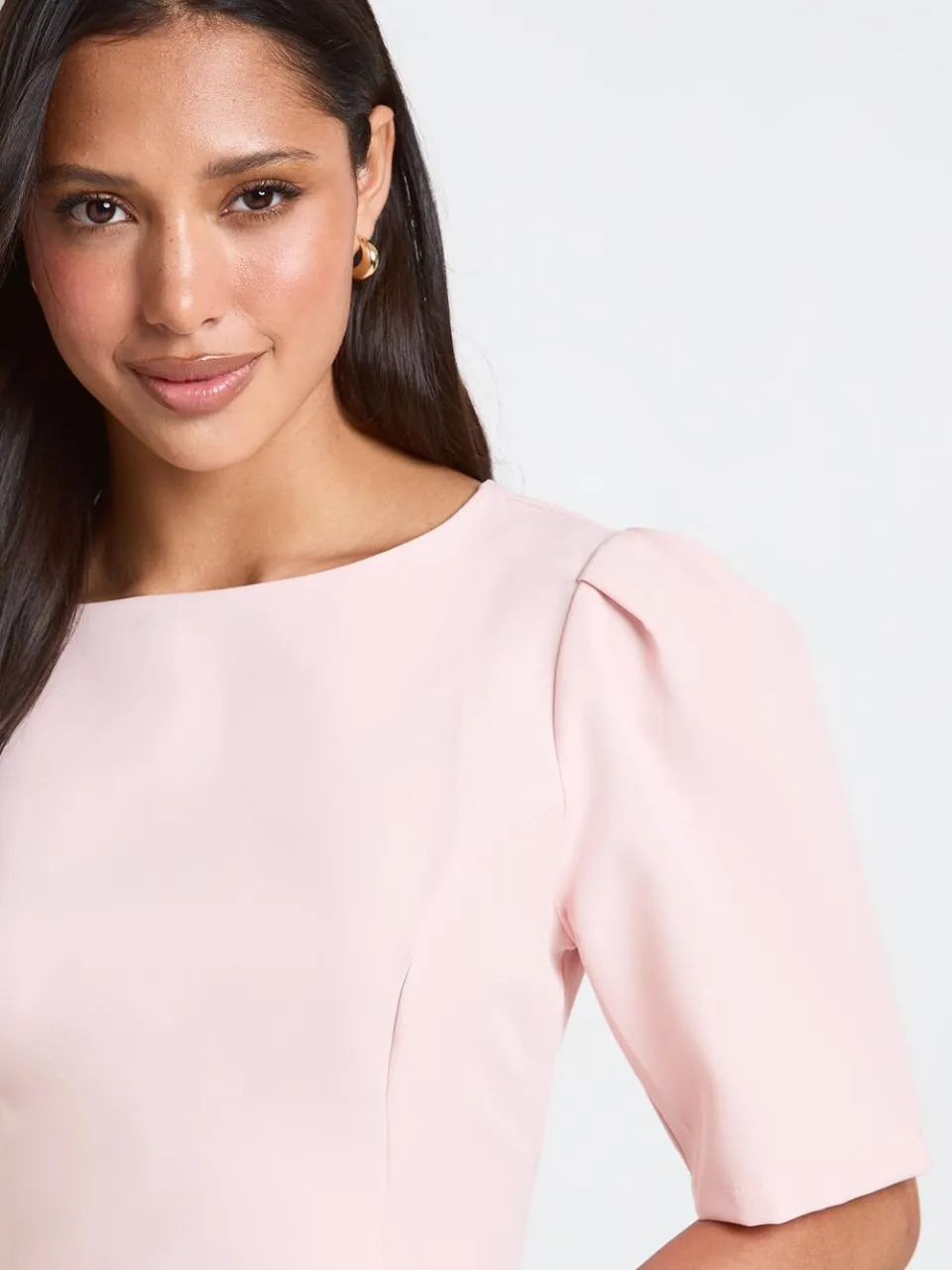 boohoo Dames Gestructureerde Mini-jurk Met Naaddetail pastelroze, foto 3