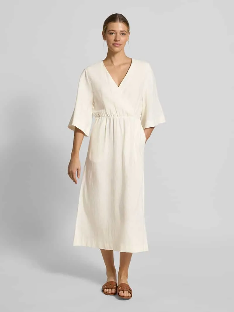GUIDO MARIA KRETSCHMER WOMAN midi-jurk van linnenmix met kimonomouwen model 'Laura' Wit