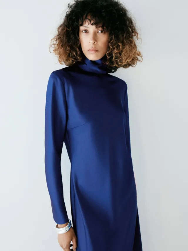 Mango midi jurk - donkerblauw, foto 4
