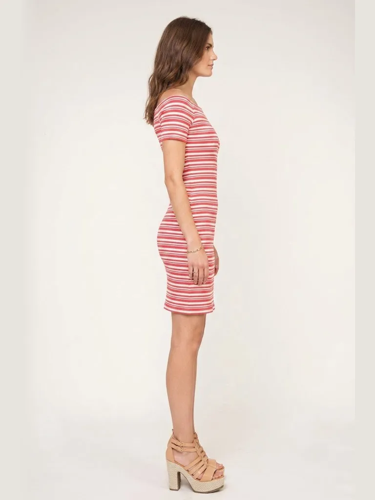 Conquista Rood-wit gestreepte Bardot-jurk, foto 2