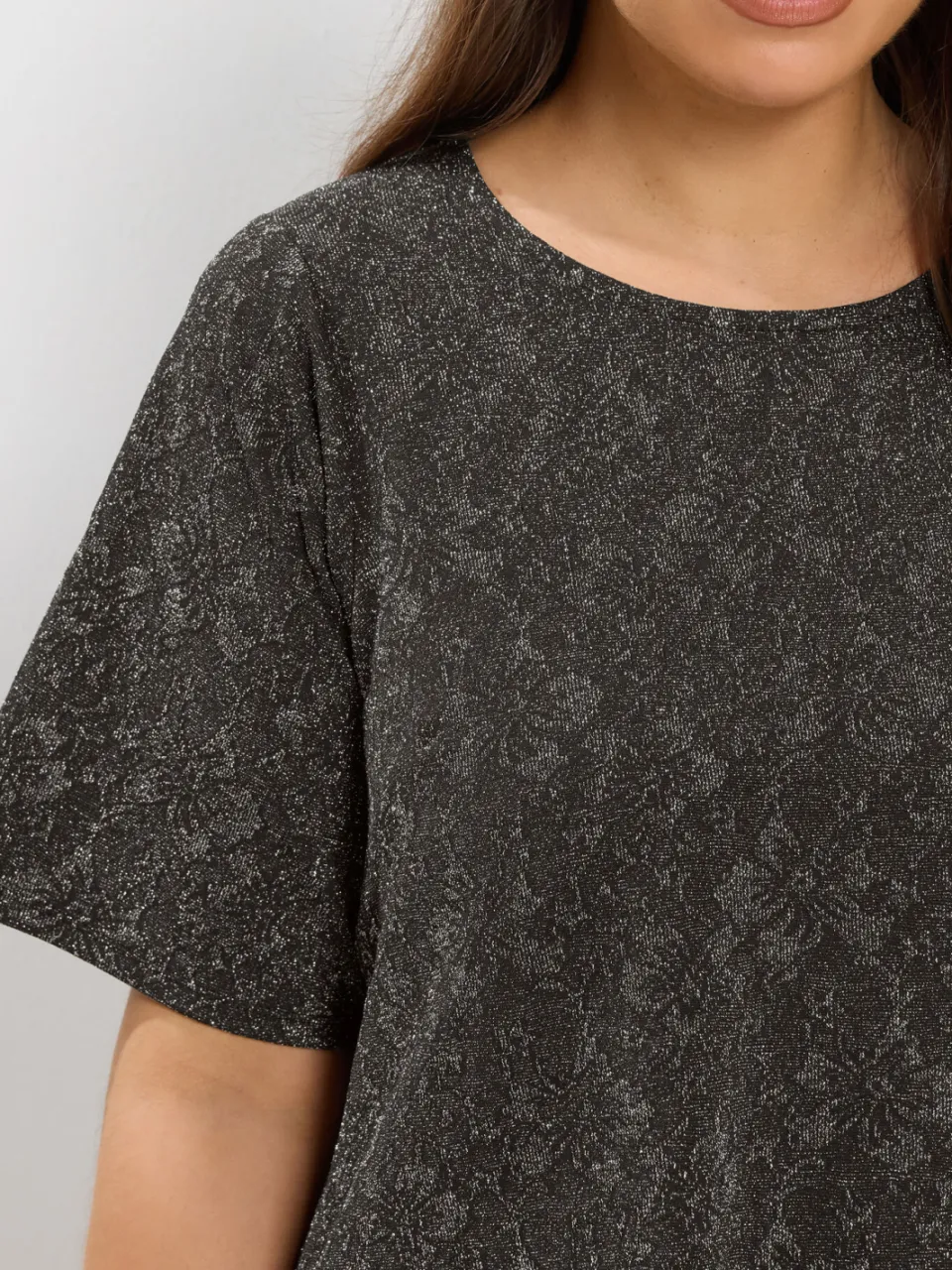 Yours Grijze Jacquard Cut Out Tshirtjurk zwart, foto 5