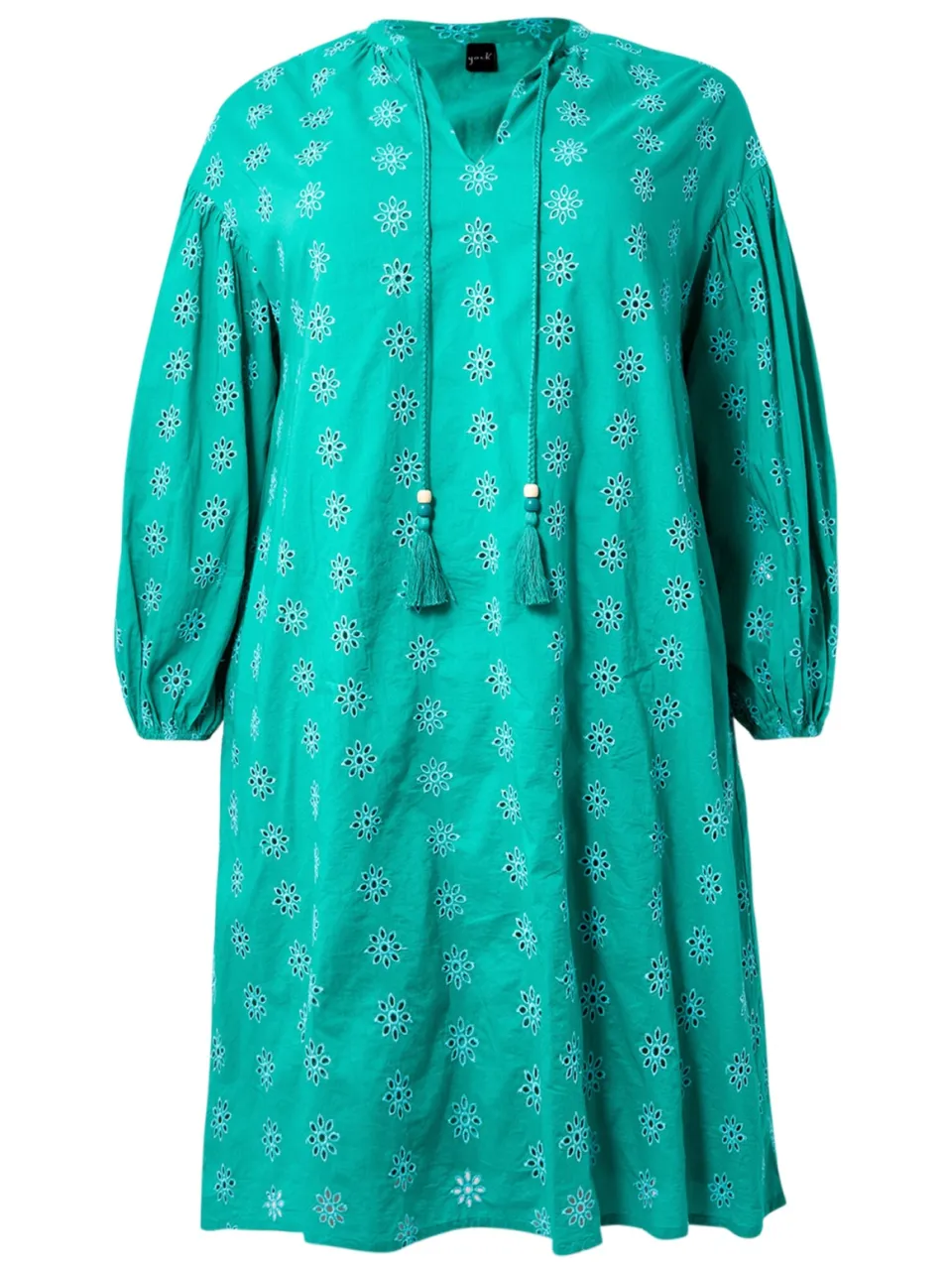 Yoek Jurk broderie anglaise | Turquoise, foto 3