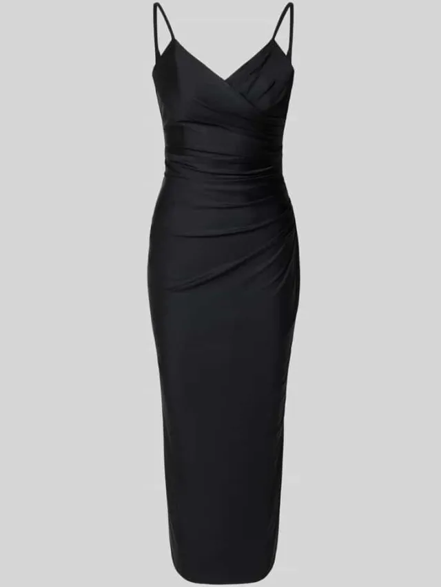 TROYDEN COLLECTION cocktailjurk met spaghettibandjes en V-hals zwart, foto 2