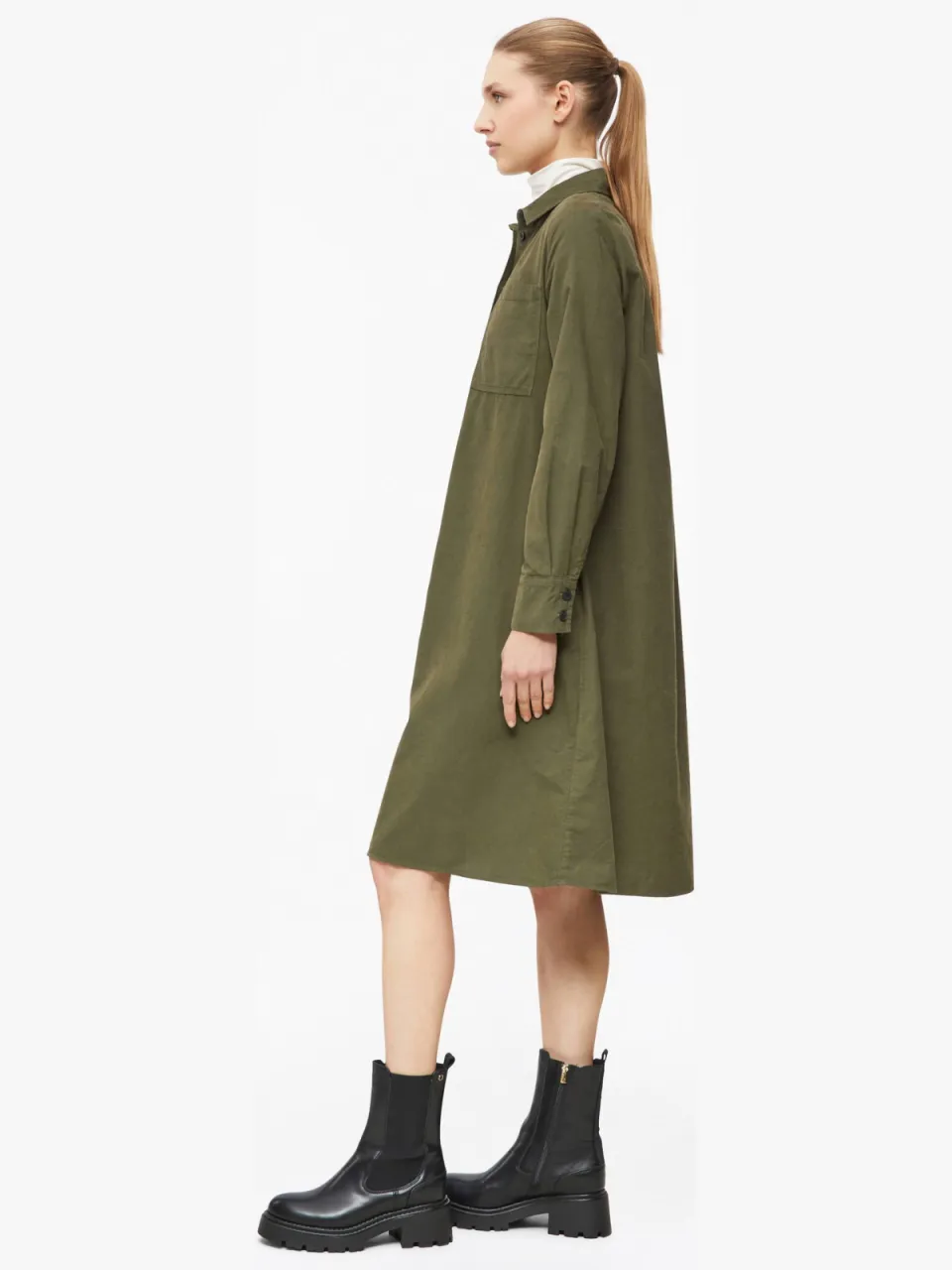 s.Oliver corduroy korte blousejurk - donkergroen, foto 3