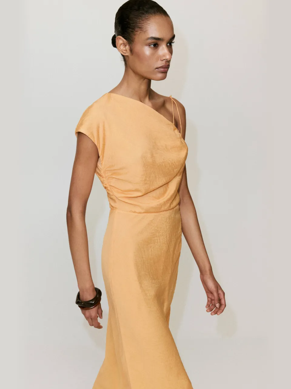 Mango one shoulder midi zomerjurk - geel, foto 4