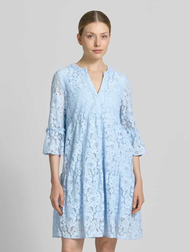 Vero Moda loose fit kanten jurk van katoenmix model 'HONEY' Lichtblauw