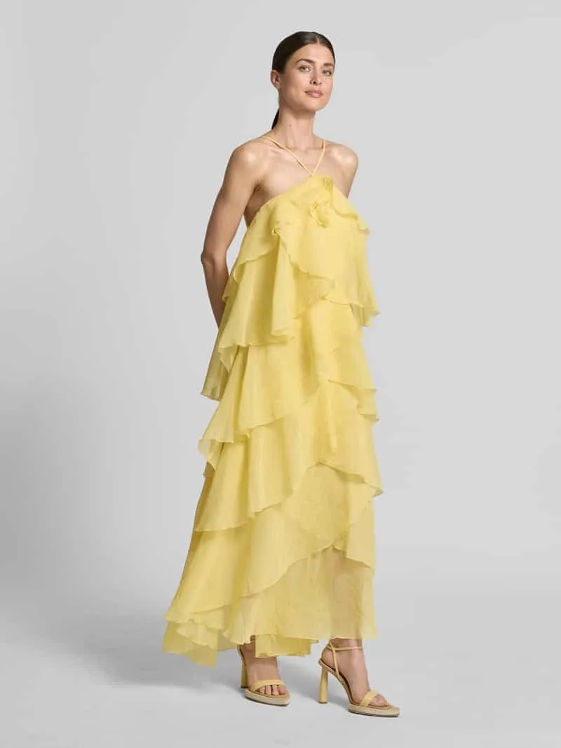 Vero Moda Maxi-jurk met 3d-ruchedetails model 'DELILAH' lichtgeel, foto 3