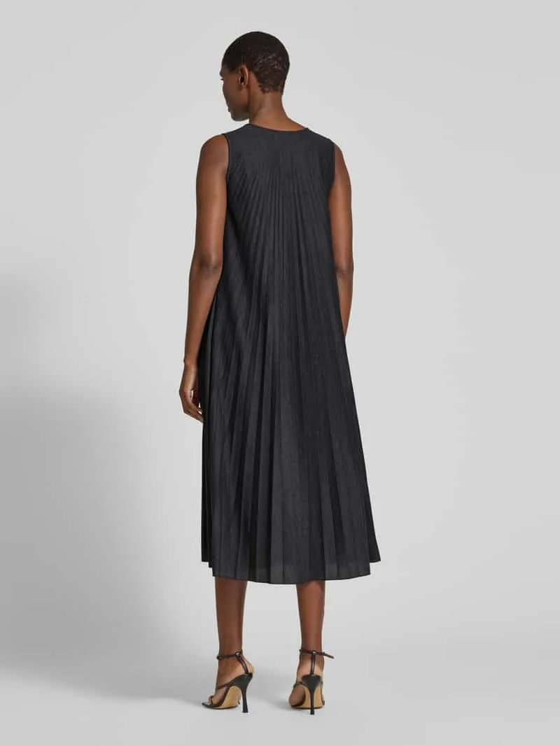 Max Mara Vrijetijdsjurk in A-lijn in plissé-look antraciet, foto 3