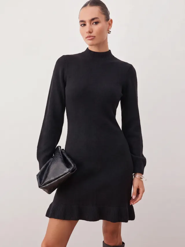 Trendyol TRENDYOLMİLLA Dames Zwart Effen Extra Kort / Super Mini Lang Casual A-lijn Jurken