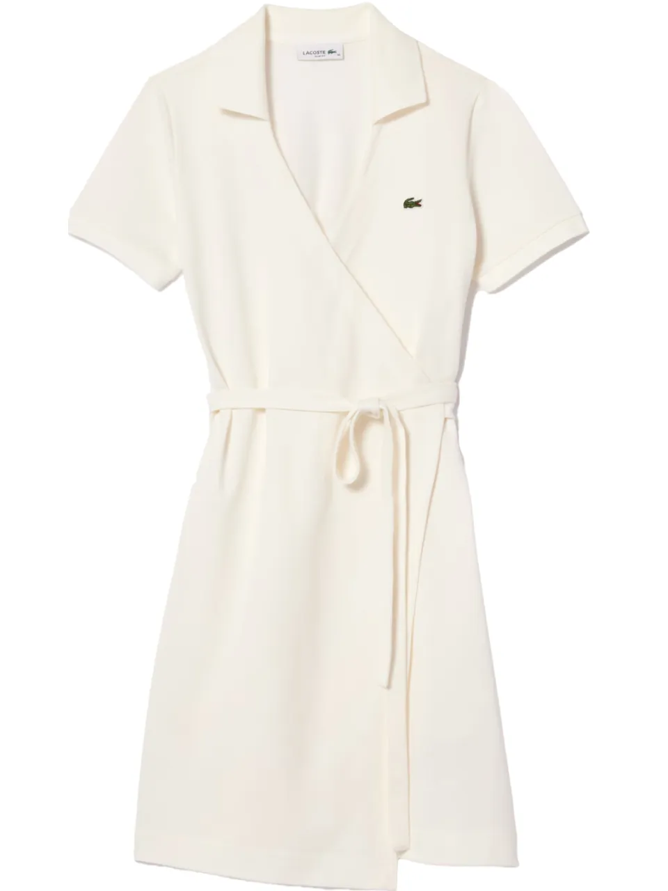 Lacoste Wrapjurk met V-hals en korte mouwen voor dames (Wit), foto 2