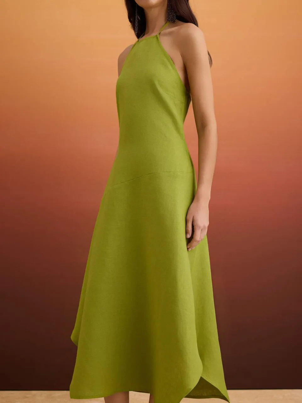 Trendyol TRENDYOLMİLLA Dames Groen Effen Kort / Mini Mouwloos Asymmetrisch Jurken, foto 2