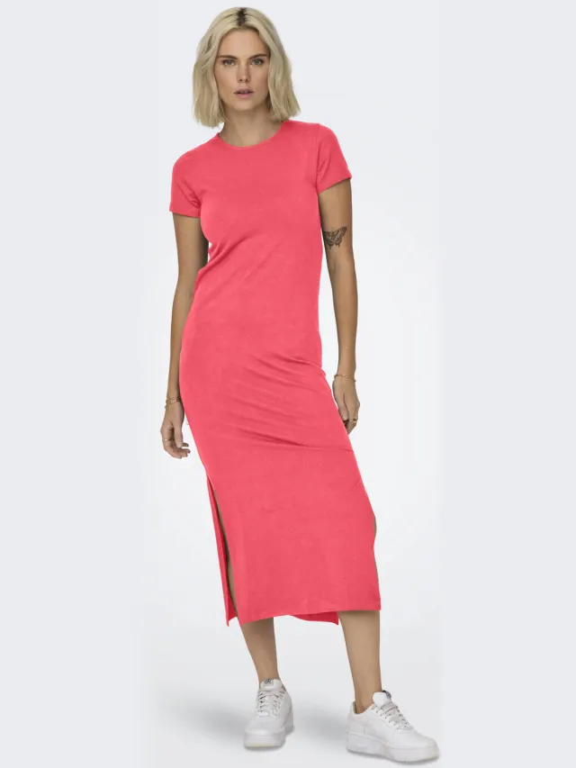 JDY maxi jurk Koraalrood