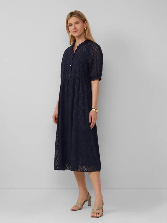 S.Oliver female - Halftransparante maxi-jurk met voering navy
