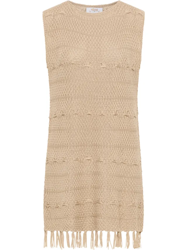 Usha Gebreide jurk Dames beige, foto 2