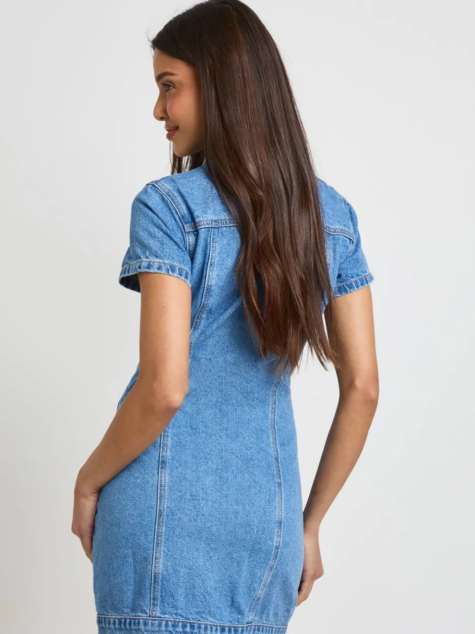 boohoo Dames Western Denim Korte Mouwen Mini Jurk, foto 2