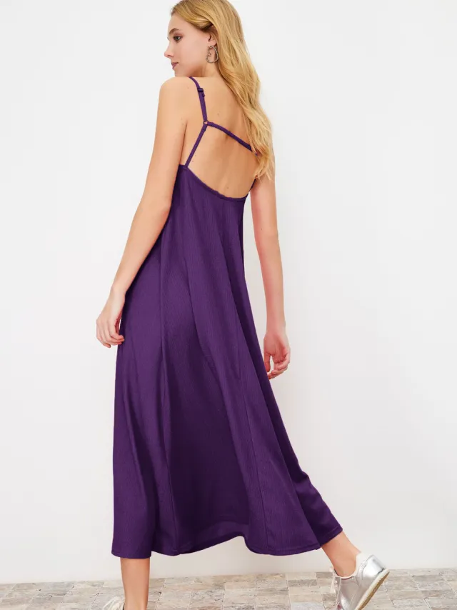Trendyol TRENDYOLMİLLA Dames Paars Effen Maxi Mouwloos Casual A-lijn Jurken, foto 2