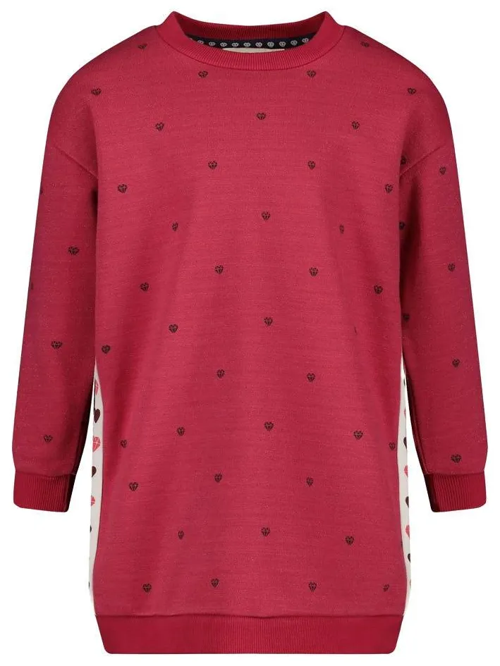 Jubel midi sweatjurk met hartjes roze, foto 2