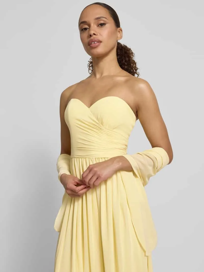 Mascara maxi-jurk in off-shoulder-look lichtgeel, foto 5