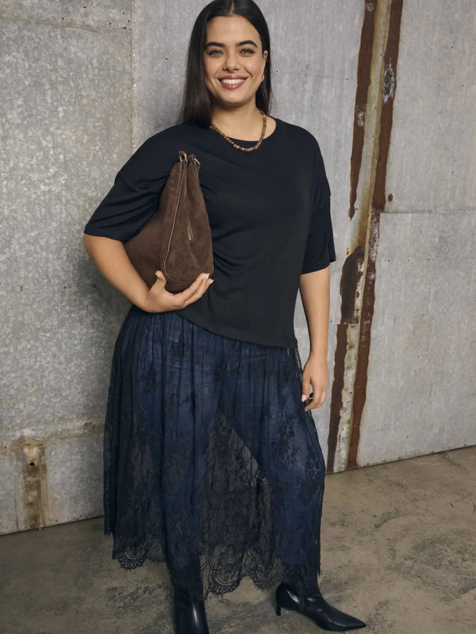 Only Carmakoma midi jurk Plus Size - zwart