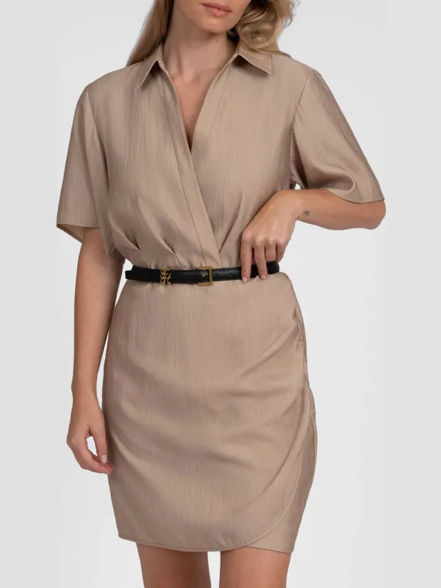Fifth House viscose blazerjurk met plooien - beige