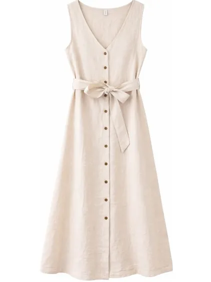 Mazine Women's Sleeveless Linen Maxi Dress - Jurk, beige