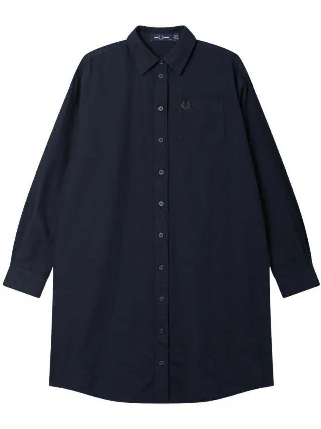 Fred Perry Overhemd Met Knoopsluiting, Marineblauwe Jurk
