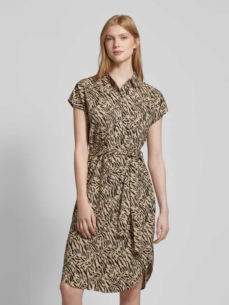 Pieces Midi-jurk met all-over print, model 'NYA' Zand