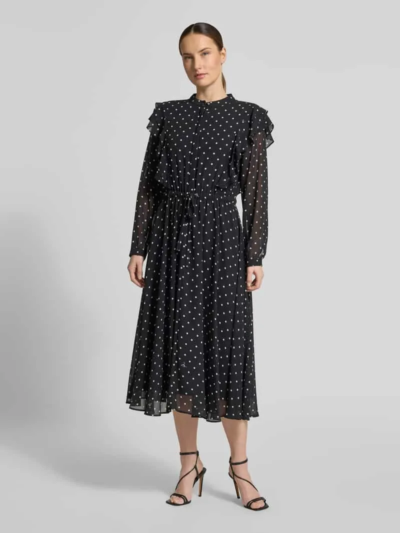 Joop! Midi-jurk in all-over look met Strikceintuur Zwart
