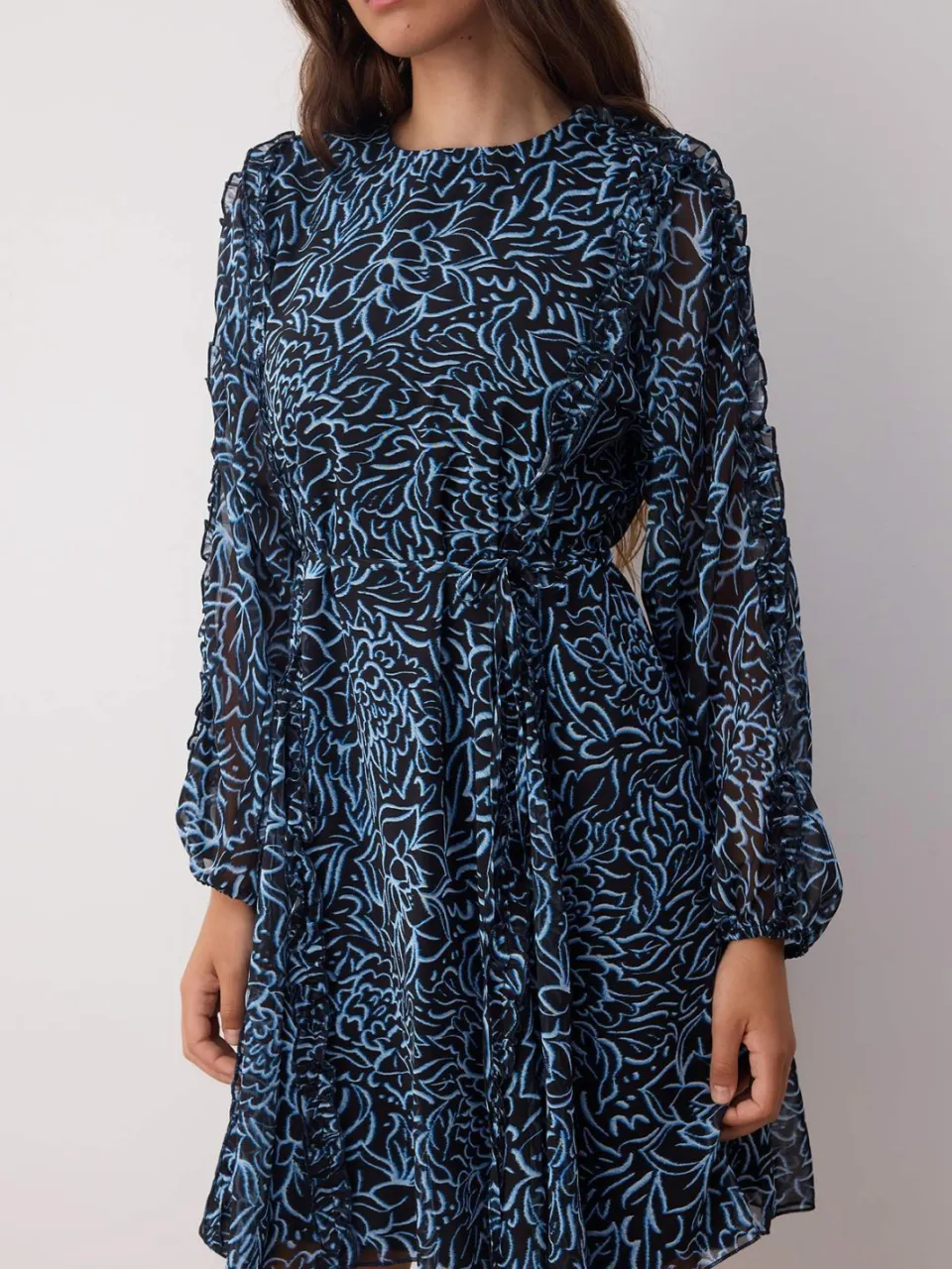 Trendyol TRENDYOLMİLLA Dames Blauw Bloemen Kort / Mini Lang Avond / Dagelijks Skater Jurken, foto 2