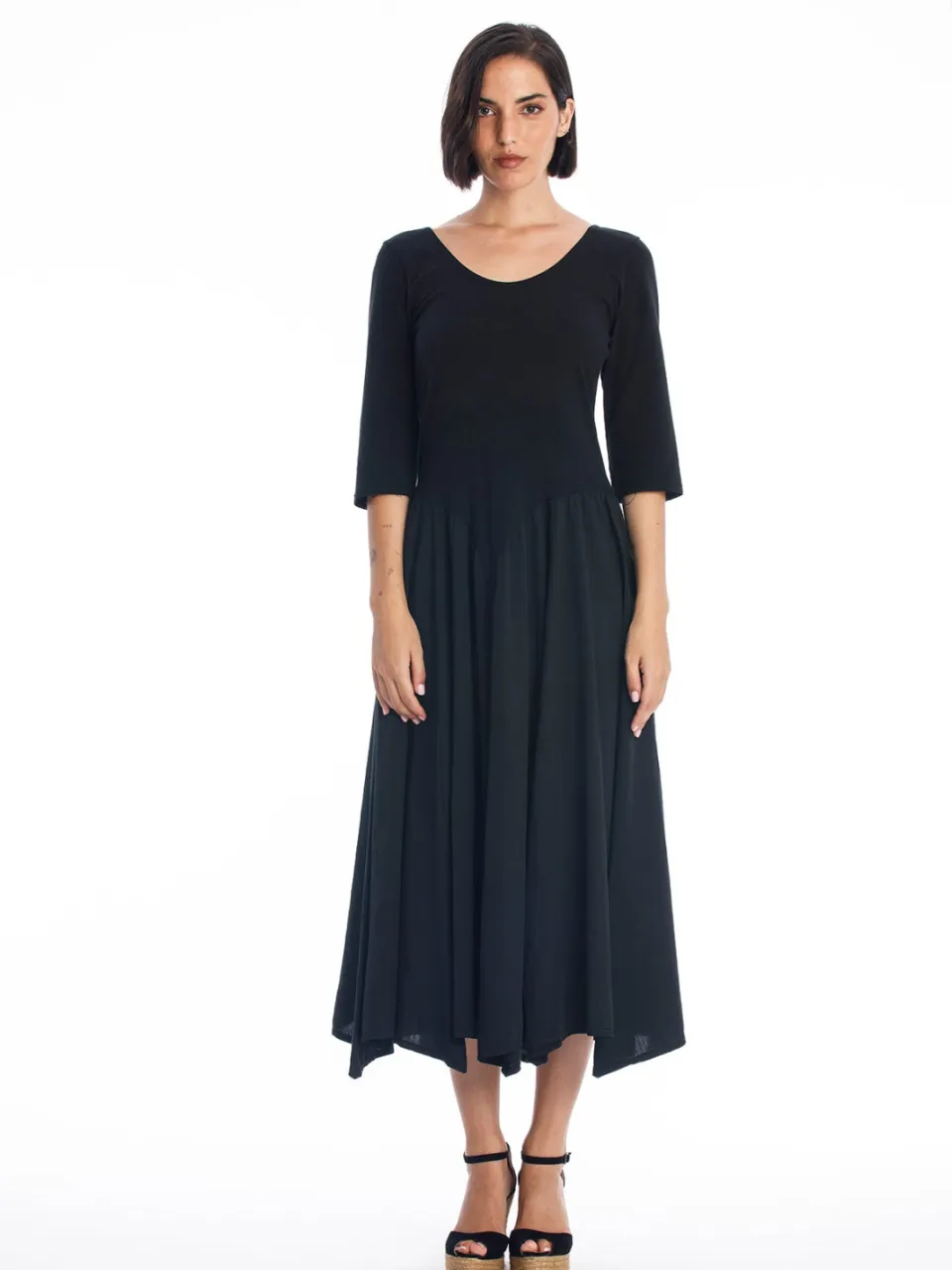 RAVENS VIEW IBIZA dames vegan Midi Jurk Look Zwart, foto 2