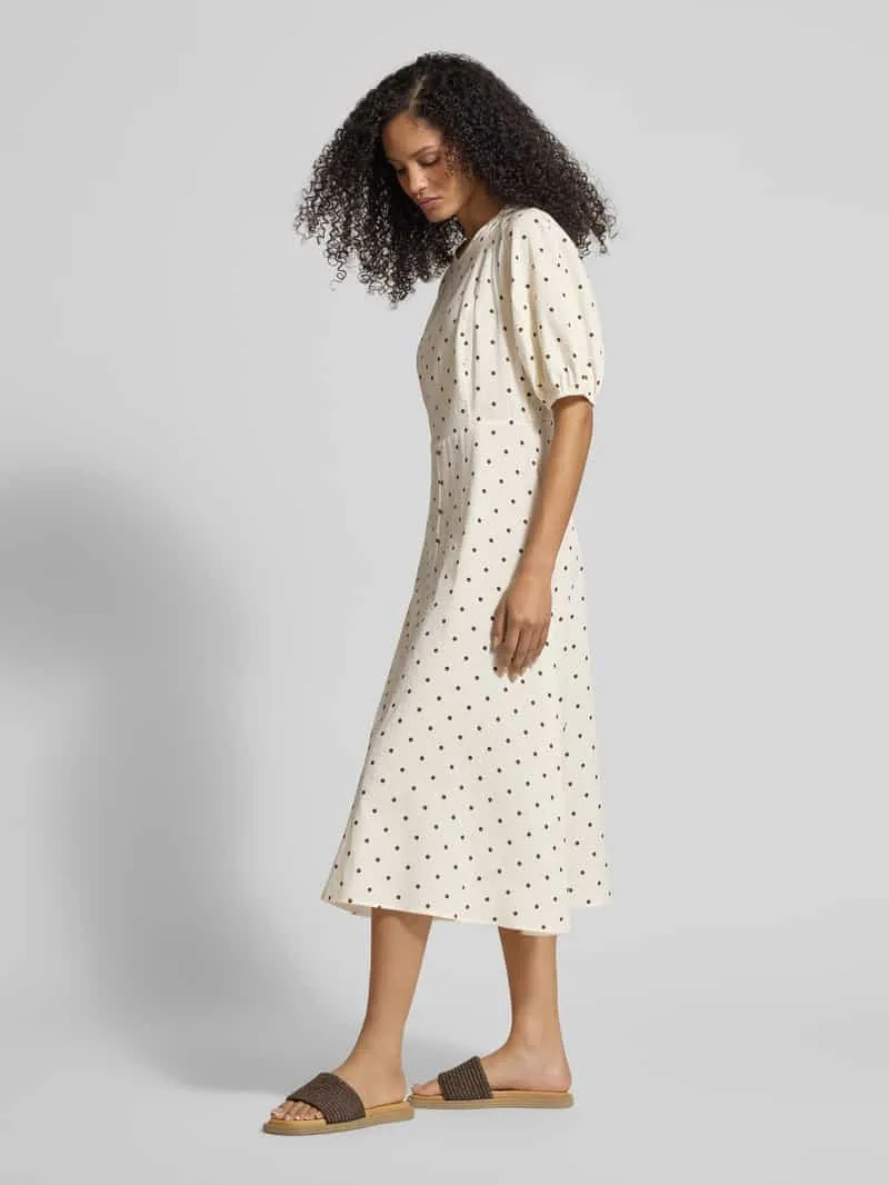 Jake*s Casual Midijurk van viscoses mix in allover-look beige, foto 4