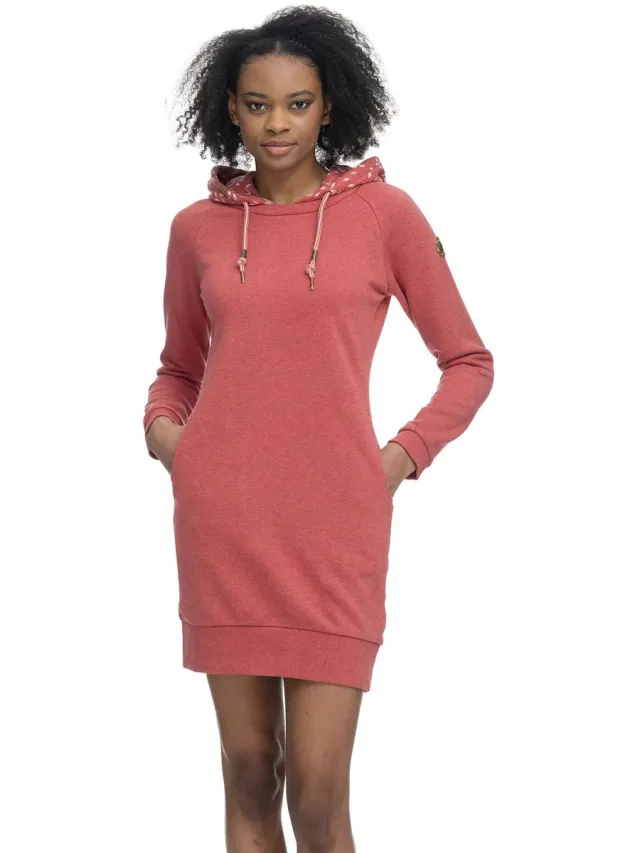 Ragwear Dames hoodie sweatshirt jurk Ragwear Bess rood