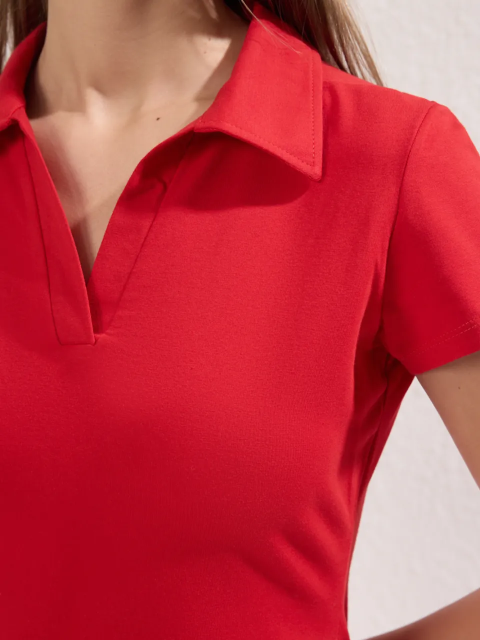 Trendyol TRENDYOLMİLLA Dames Rood Effen Midi Kort Casual A-lijn Jurken, foto 2