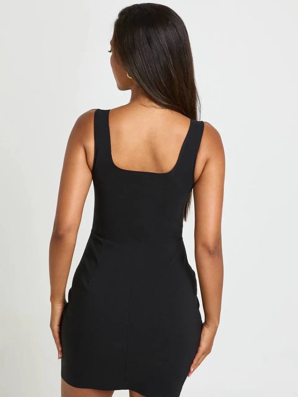 boohoo Dames Bengaline Haak-en-oog Mini Jurk zwart, foto 2