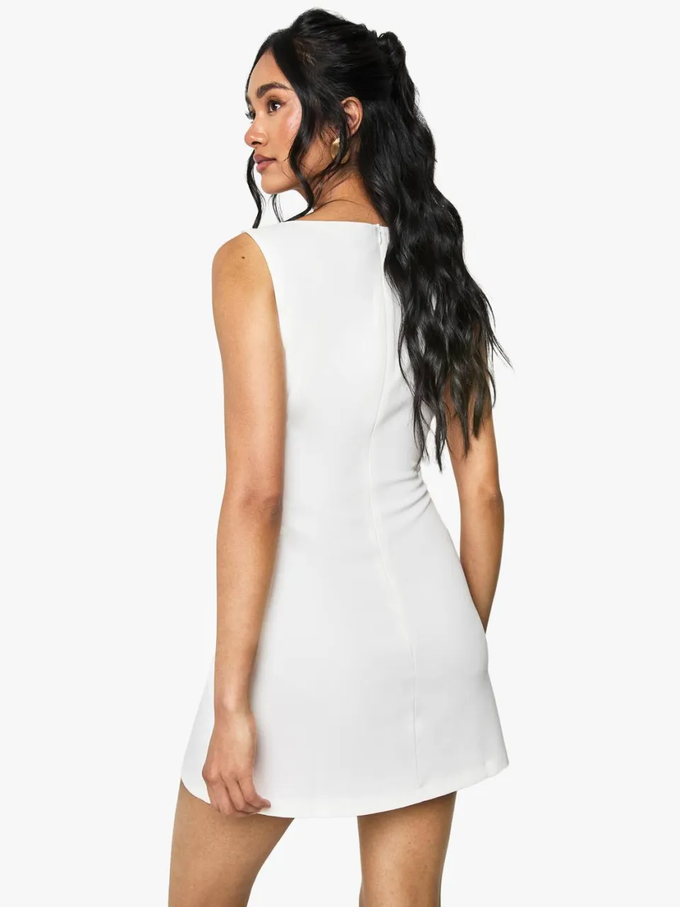 boohoo Dames Slash Neck Fit & Flare Micro Mini Jurk ivoor, foto 2