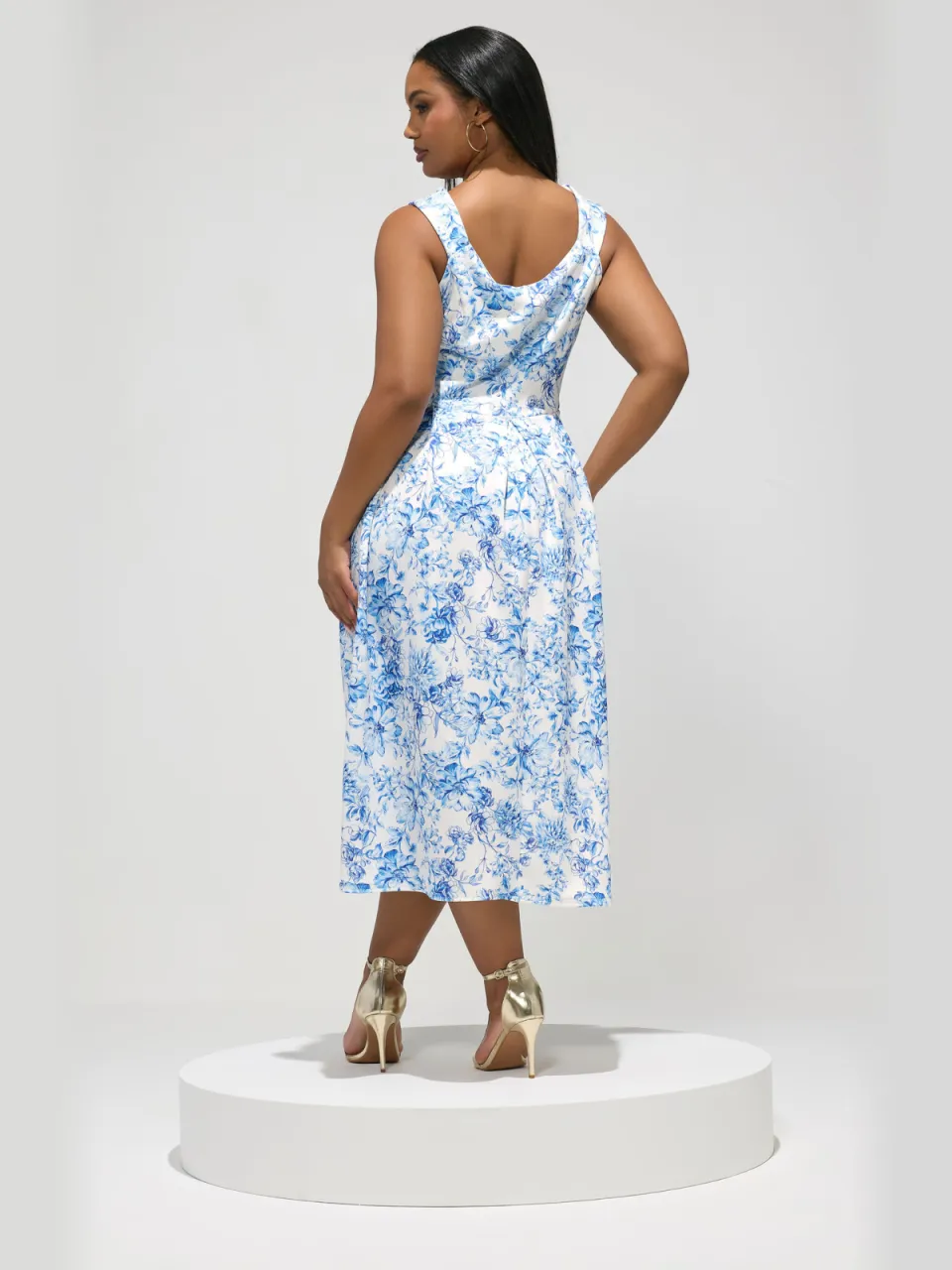 Yours London Witte En Blauwe Skaterjurk Met Bloemenprint, foto 4