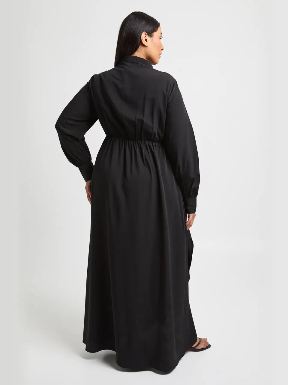 boohoo Dames Plus Maxi Jurk Met Overslag En Hemdkraag zwart, foto 3