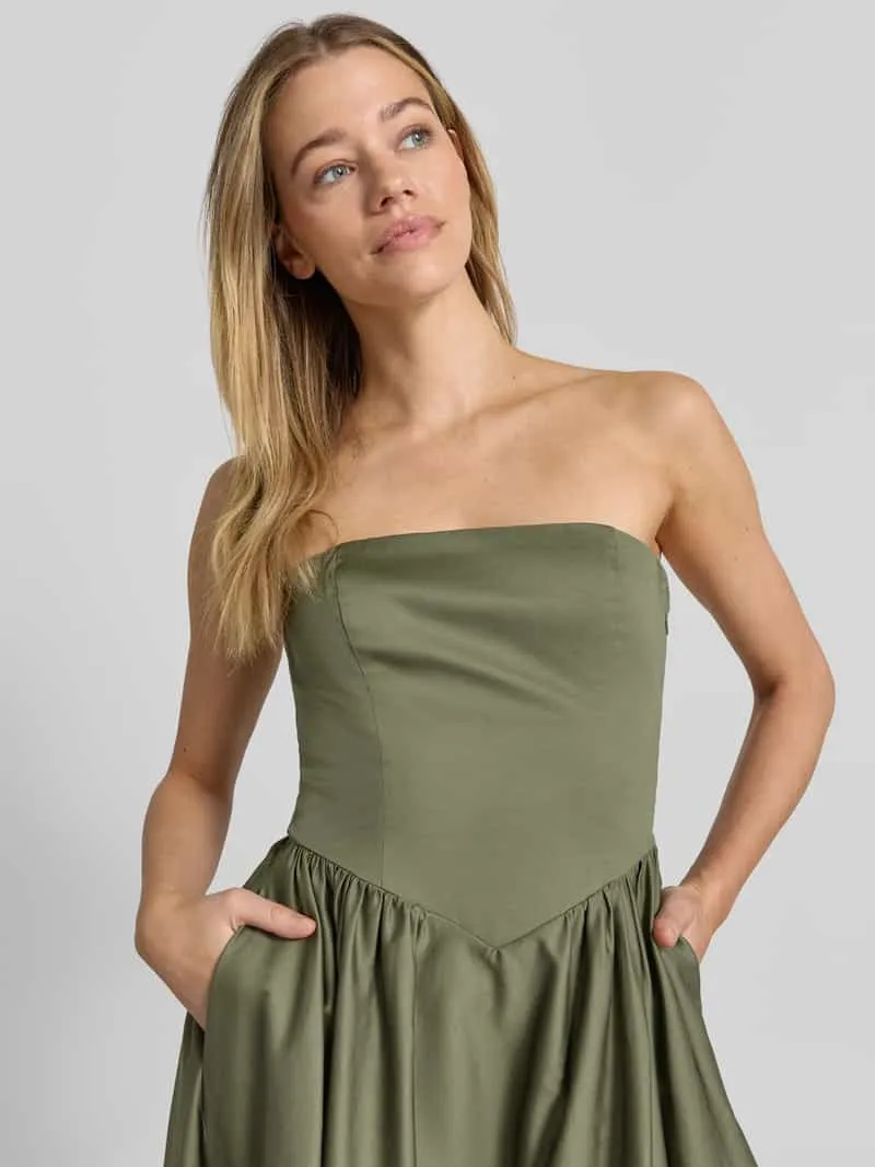 Jake*s Cocktail Cocktailjurk in off-shoulder-look met smokdetails olijfgroen, foto 4