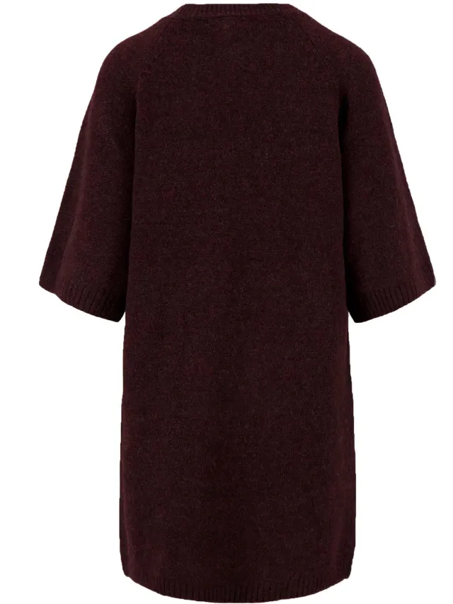Zusss Knitted Dress With Raglan Sleeves - 6% Wol 69% Polyester 23% Acryl 2% Elastane - Burgundy