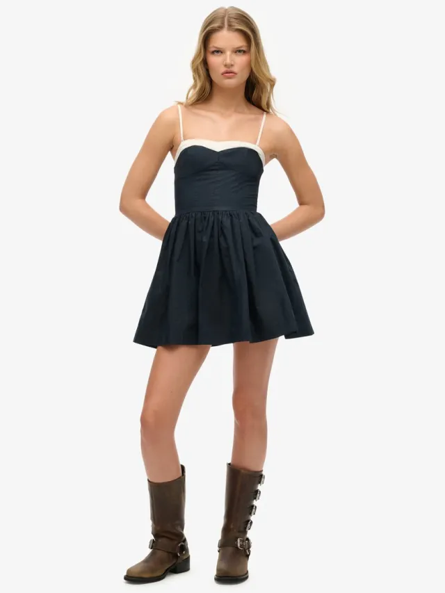 Superdry Minicami-jurk met korsetmodel - Dames - Jurken Navy / White