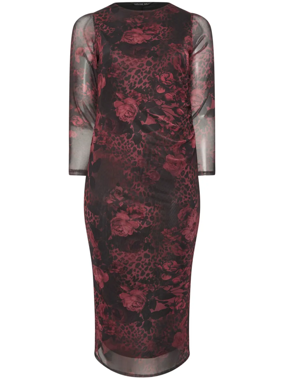 Limited Collection Burgundy Rode Bloemen Mesh Maxijurk-56, foto 3