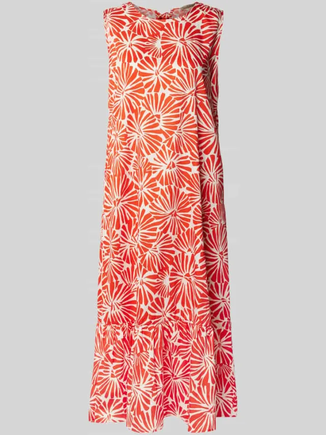 Smith and Soul Midi-jurk met ronde hals rood, foto 2