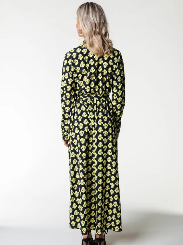 Colourful Rebel Vivian Small Flower Maxi Dress Bright yellow