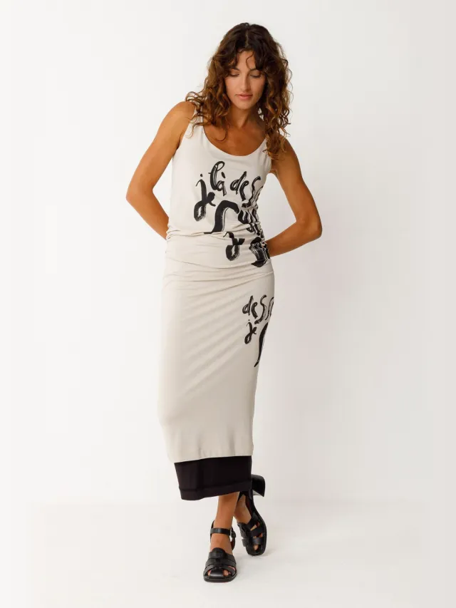 Skfk dames vegan Jurk Marina Reversible Beige Zwart