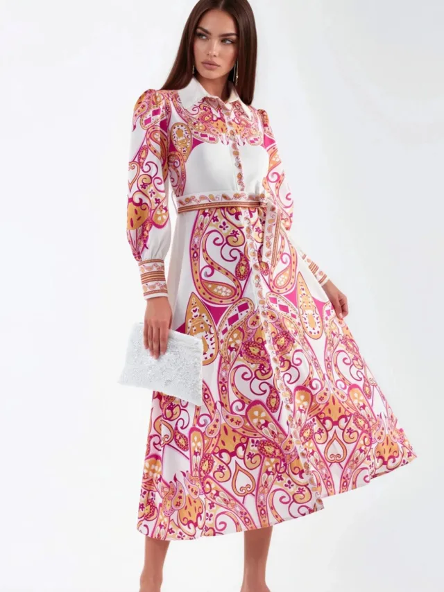 MSN Collection Paisley Print Geknoopte Maxi Jurk Veelkleurig