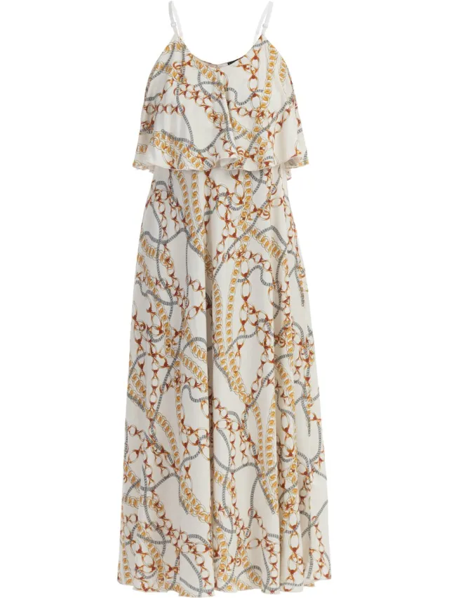 Faina Maxi-jurk met all-over print wit
