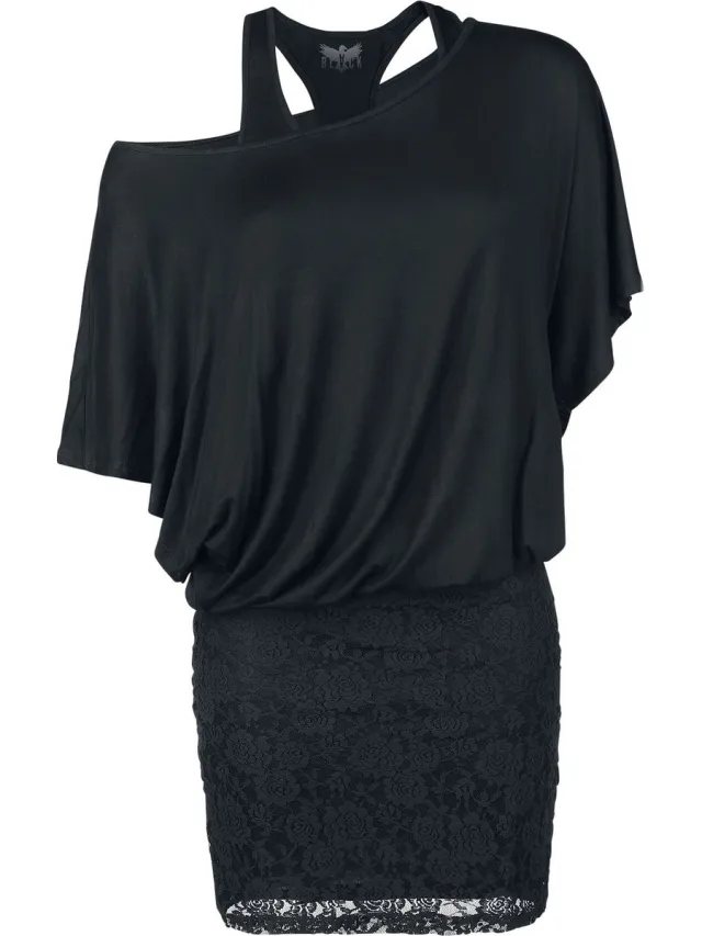 Black Premium by EMP Zwarte jurk in dubbellaagse look met kant - Dames