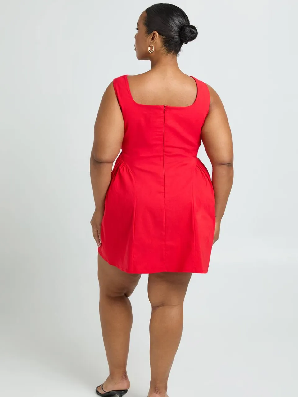 boohoo Dames Plus Bengaline Skater met brede band rood, foto 2