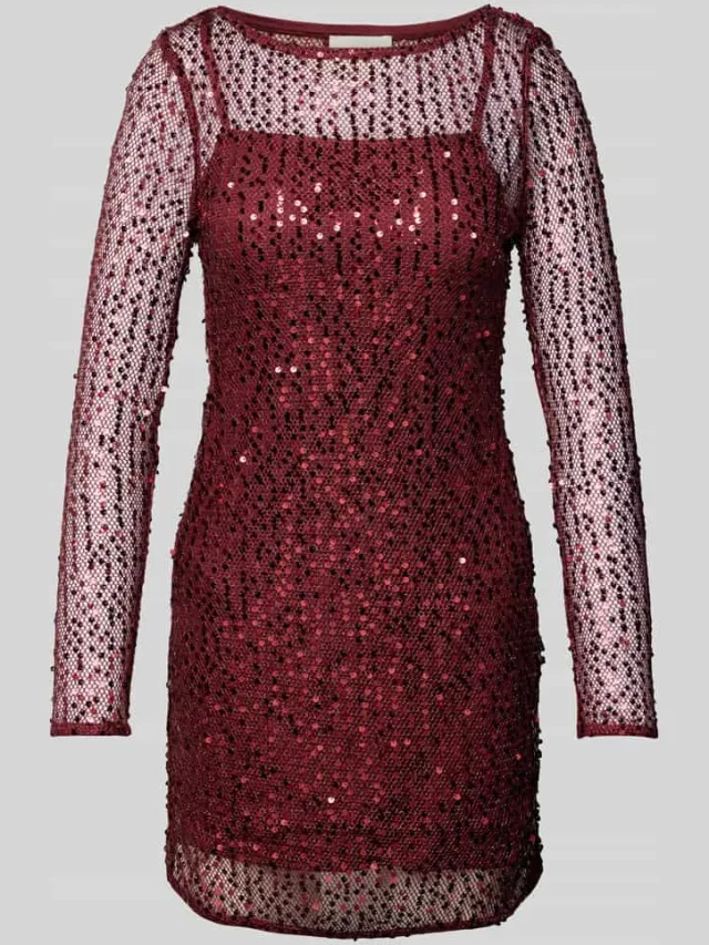 LeGer Mini-jurk met pailletten, model 'Lino' donkerrood, foto 2