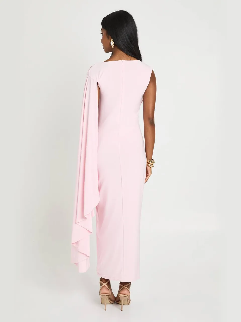 boohoo Dames Zachte Touch Drape One-shoulder Midaxi Jurk pastelroze, foto 2